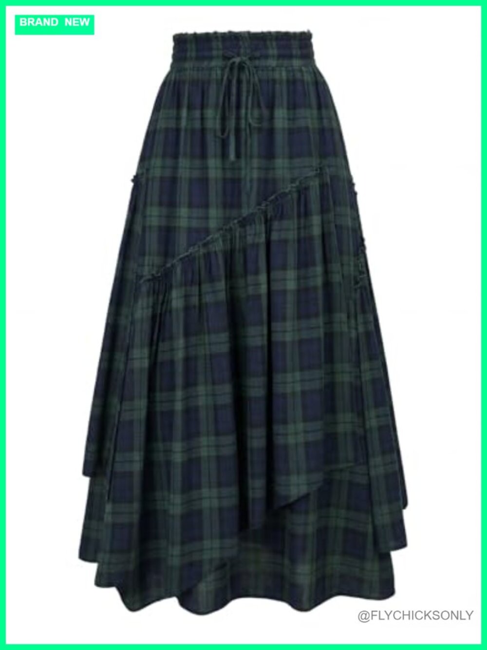 Flowy Plaid Tiered Maxi Skirt A-Line Renaissance Pirate Ankle Length